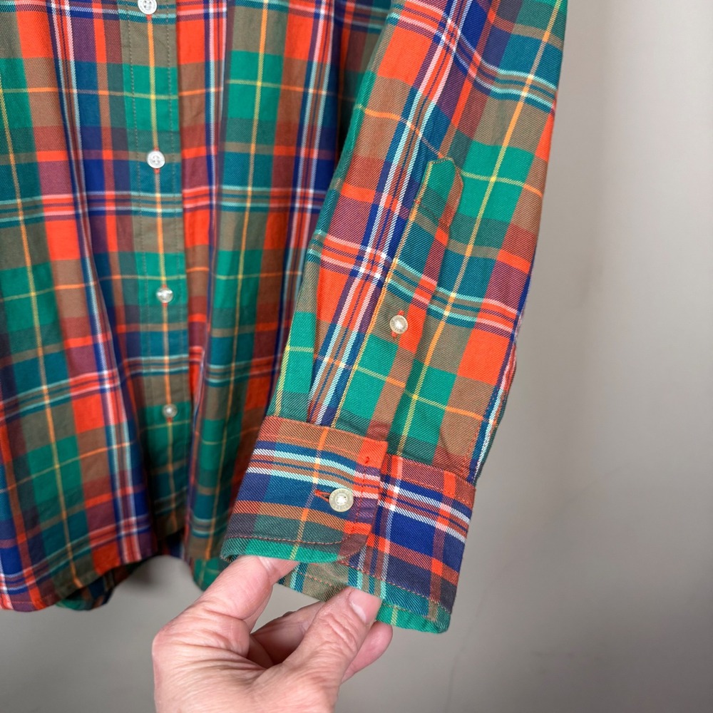 Lauren Ralph Lauren Vibrant Plaid Cotton Twill Button Down Shirt Medium - Picture 8 of 10